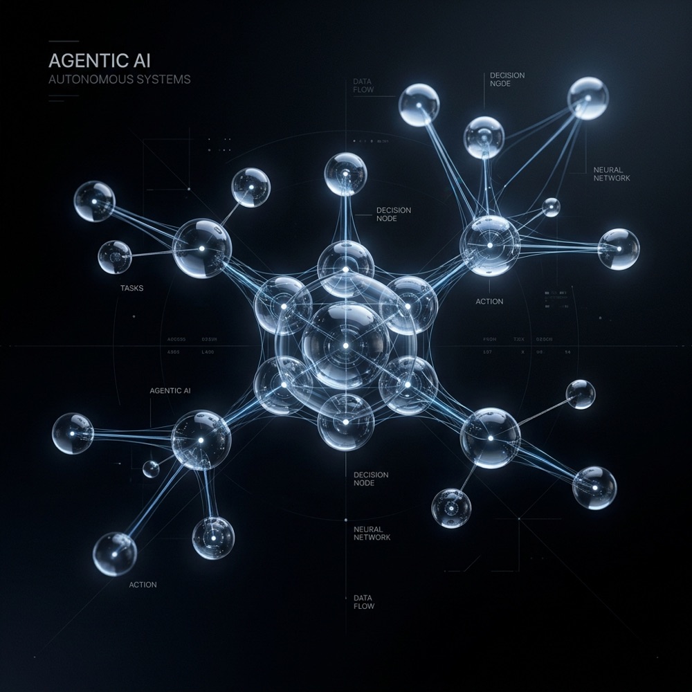 Abstract visualisation of an agentic AI system